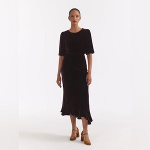 Saloni Vida Velvet Dress in Burgundy - new with tags